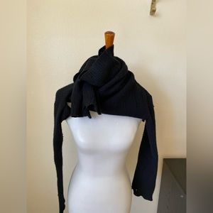 R13 Women’s Cashmere Sweater Scarf Black Size M Wrap Distressed Turtleneck